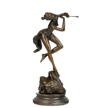 Music Decor Brass Statue Lady Player Carving Bronze Sculpture Tpy-719